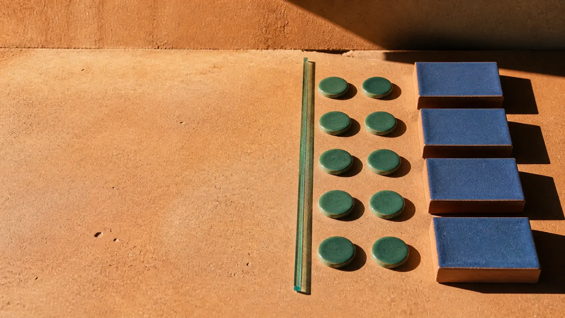 An ordered array of counters laid out for measurement